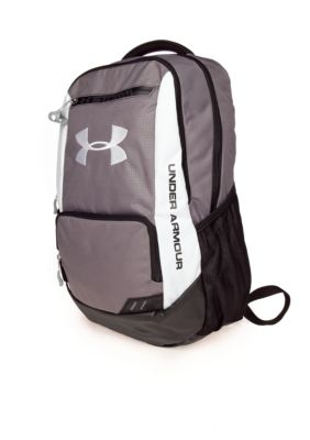 Under Armour Hustle Backpack in Graphite with White