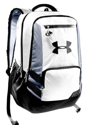 Under Armour Hustle Backpack White with Black