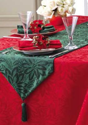Bardwil Poinsettia Holiday Table Linens