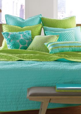 Nostalgia Home Fashions Pickstitch Aqua Quilt Collection - Online Only