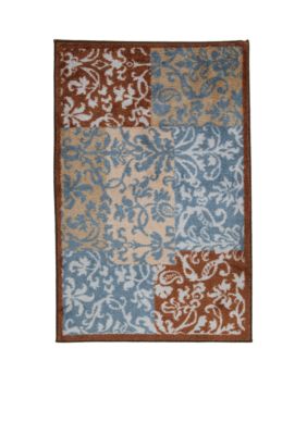 Blue Damask Accent Rug 20-in. x 34-in.