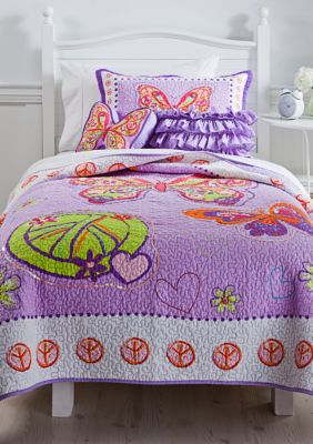 J Khaki Glitter Butterfly Quilt Collection