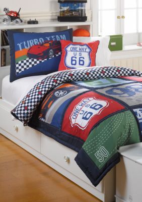 Race Track Twin Quilt Set 63-in. x 86-in. with Sham 20-in. x 26-in.