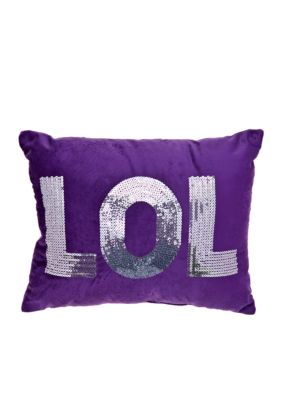 Home Accents LOL Purple Sequin Decorative Pillow