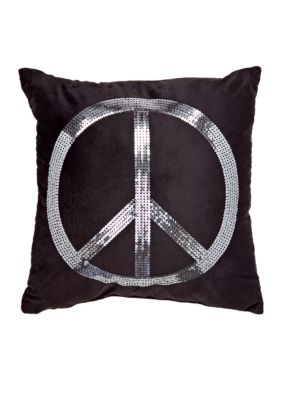Home Accents Peace Sign Sequin Decorative Pillow