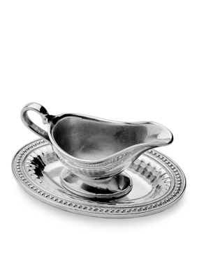 Wilton Armetale Flutes & Pearls Gravy Boat with Tray