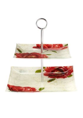 Pfaltzgraff My Own Words 2 Tier Glass Tray