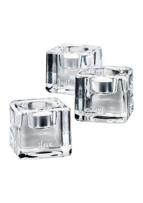 Orrefors Memorable Moments Ice Cube Votives 3pk- Faith, Hope & Love