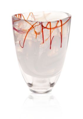 Kosta Boda Contrast Vase, White with Red