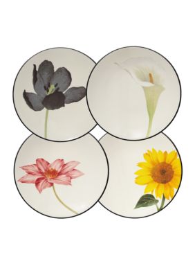 Colorwave Graphite Set of 4 Floral Appetizer Plates