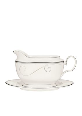 Platinum Wave Gravy Boat with Tray