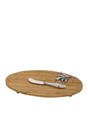 Reed & Barton Bamboo Garden Cheese Tray with Spreader