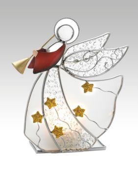 International Silver Stained Glass Angel With Horn Votive