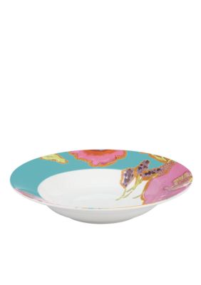 Floral Fusion Aqua Pasta/Soup Bowl