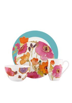 Floral Fusion Aqua 4-piece Place Setting