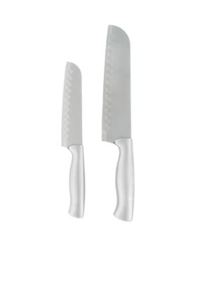 Cooks Tools Set of 2 Stainless Steel Santoku Knives