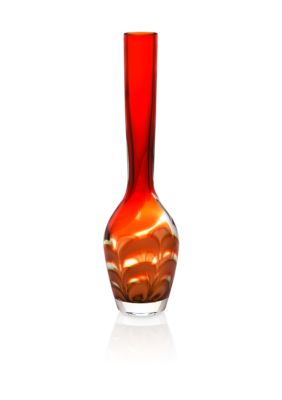 Waterford Evolution Red & Amber Stem Vase 24