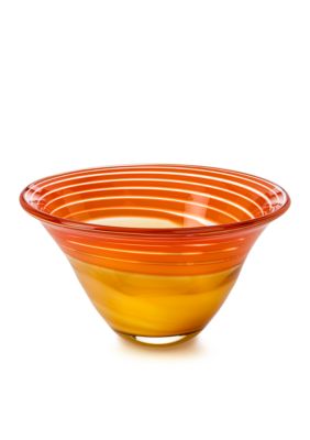 Waterford Evolution Red & Amber Swirl Bowl