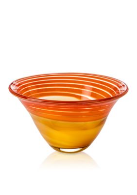 Waterford Evolution Red & Amber Swirl Bowl