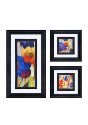 Patton Picture 3-piece Ikat Florals Art Decor Set - Online Only