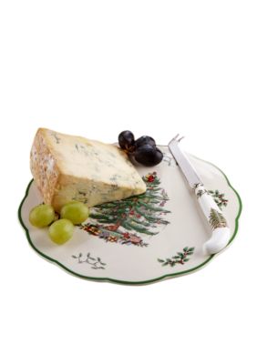 Spode Christmas Tree Appetizer Plate with Knife
