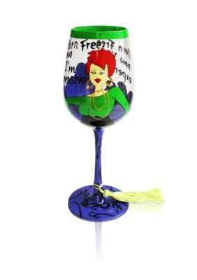 Crystal Clear Born Free Hand Painted Wine Glass