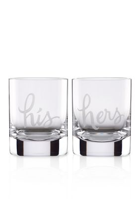 His & Hers Set of 2 Double Old Fashioned Glasses