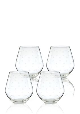 Kate Spade Larabee Dot Set of 4 Stemless Red Wine Glasses