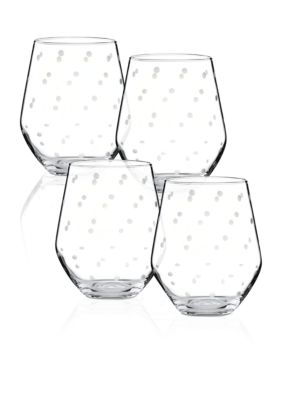 Kate Spade Larabee Dot Set of 4 Stemless White Wine Glasses