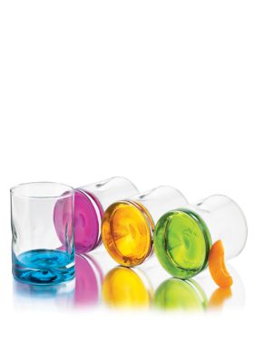 Libbey 4 Piece Set Impressions Colors Double Old Fashioned