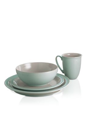 Denby Duet Taupe & Blue 4pc Place Setting
