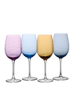 Mikasa Set of 4 Cheers Colors Wine Glasses