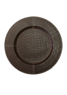 Jay Import Brown Crocodile Leather Charger