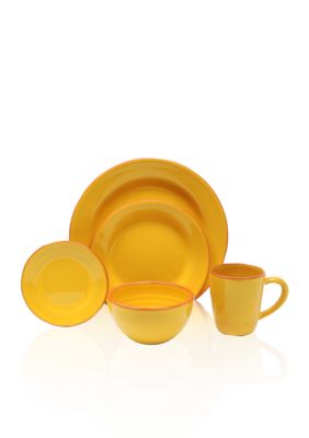 Baum Brothers Costa Del Sol Yellow 4-piece Place Setting & Platter