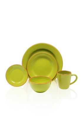Baum Brothers Costa De Sol Lime 4-piece Place Setting & Platter