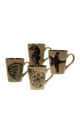 Baum Brothers Ocean Life Set of 4 Mugs