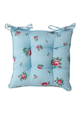 Royal Albert New Country Roses Vintage Reversible Single Seat Pad- Blue Dot Roses Buds