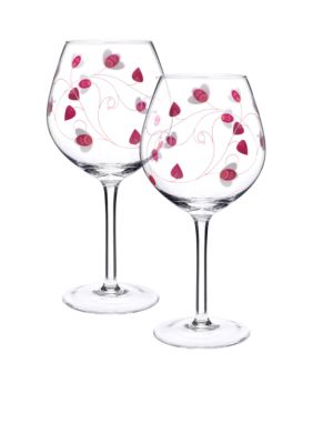 Luigi Bormioli Set of 2 Pink Balloon Wine Glasses - Online Only