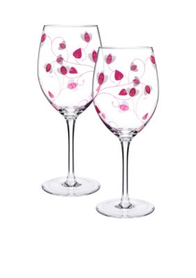 Luigi Bormioli Set of 2 Pink All Purpose Wine Glasses - Online Only