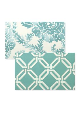 Vietri Aqua Abstract Floral/Aqua Greek Key Placemat