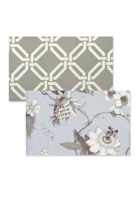 Vietri Taupe Greek Key / Light Blue Floral Placemat