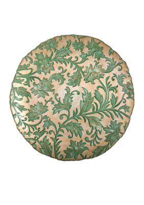 Vietri Damask Glass Aqua Large Round Platter