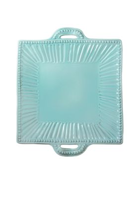 Incanto Aqua Stripe Square Handled Platter