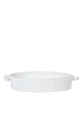 Lastra White Handled Oval Baker