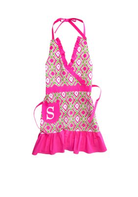 Home Accents&reg; Monogram Pink Green Ikat Apron