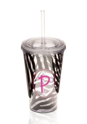 Home Accents&reg; Zebra Monogram Tumbler 16 oz - More Letters Available