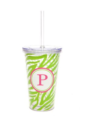 Home Accents&reg; Monogram Green Zebra 16 oz Tumbler - More Letters Available