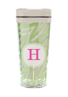 Home Accents&reg; Monogram Green Zebra Travel Mug - More Letters Available