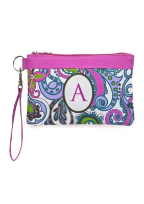 Home Accents Monogram Purple Paisley Wristlet