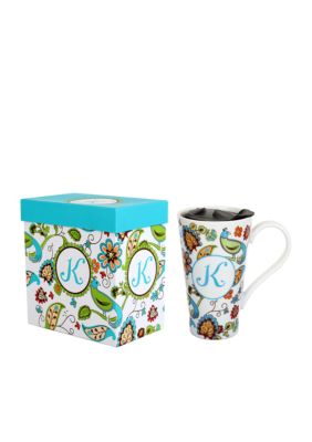 Home Accents&reg; Monogram Bird Floral Boxed Latte Mug
